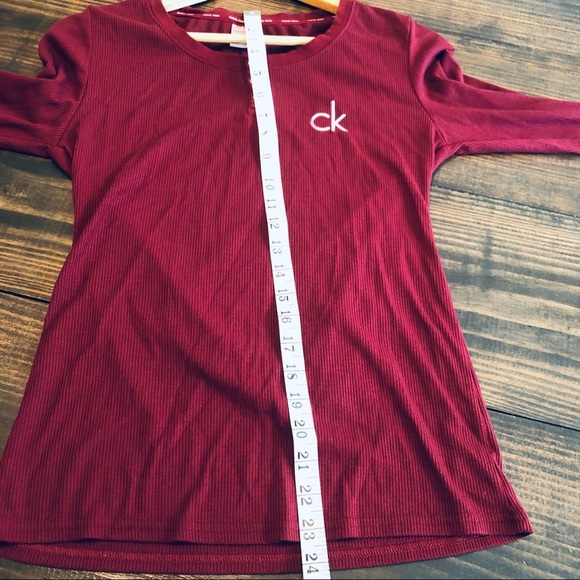 Stretch Ribbed Long Sleeved Thermal Maroon Snaps - Picture 6 of 9